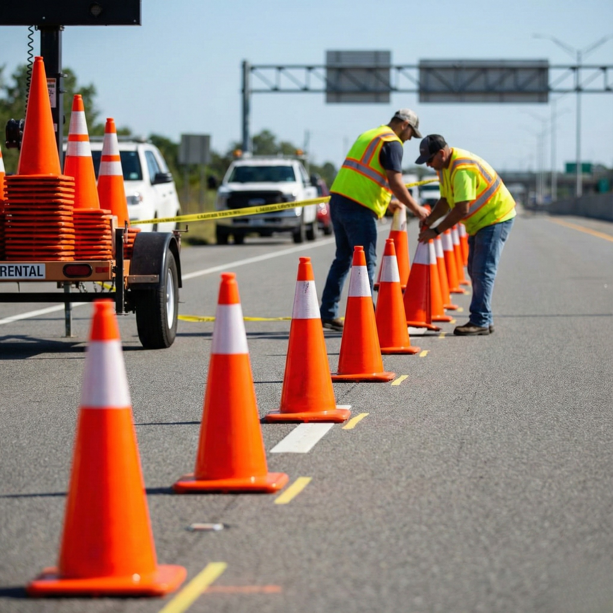 Traffic cones and route safety equipment for running events